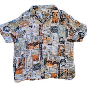 No Boundaries Route 66 Button Up Shirt Men’s XL Western Travel Print Collared